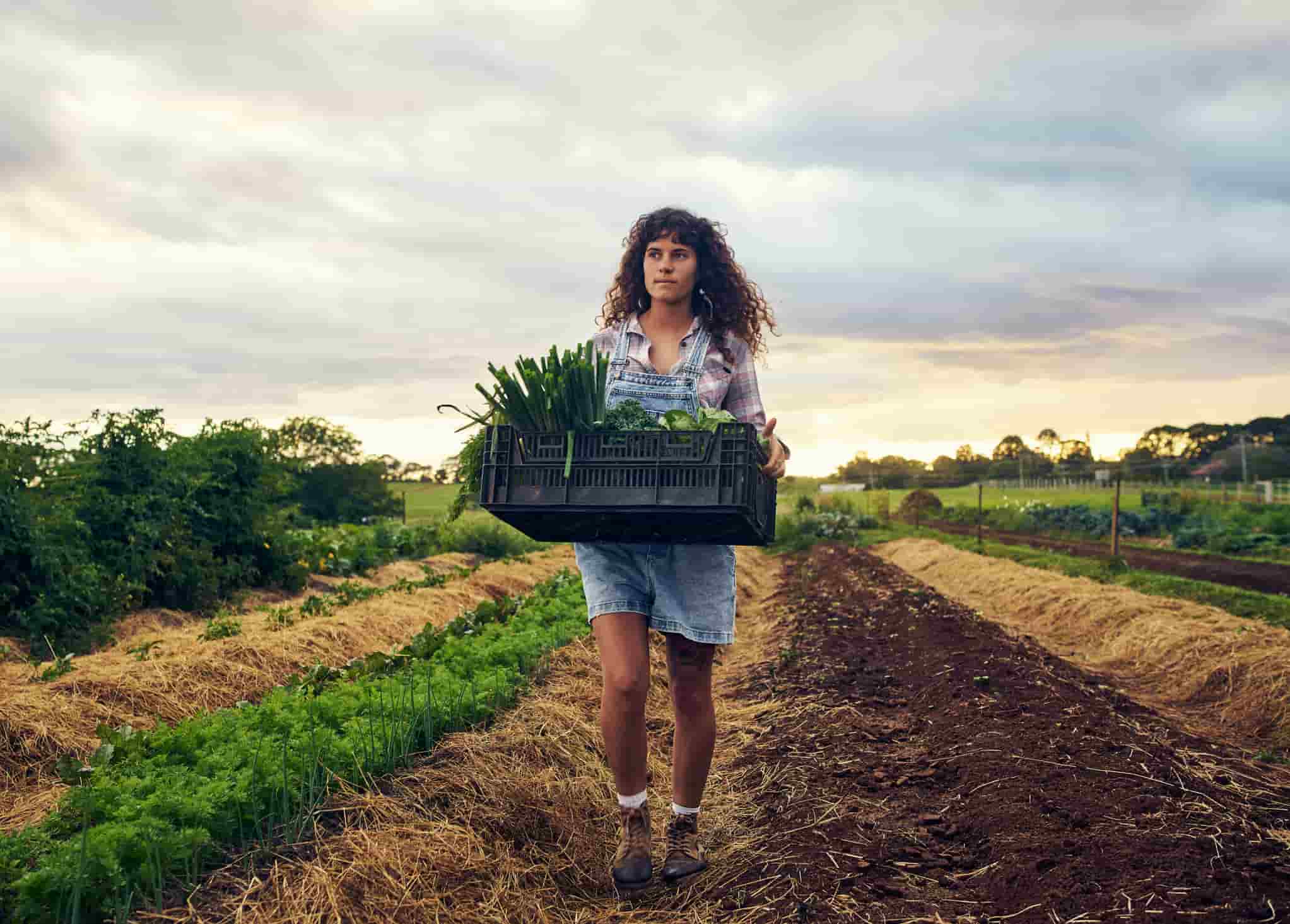 young woman working on a farm