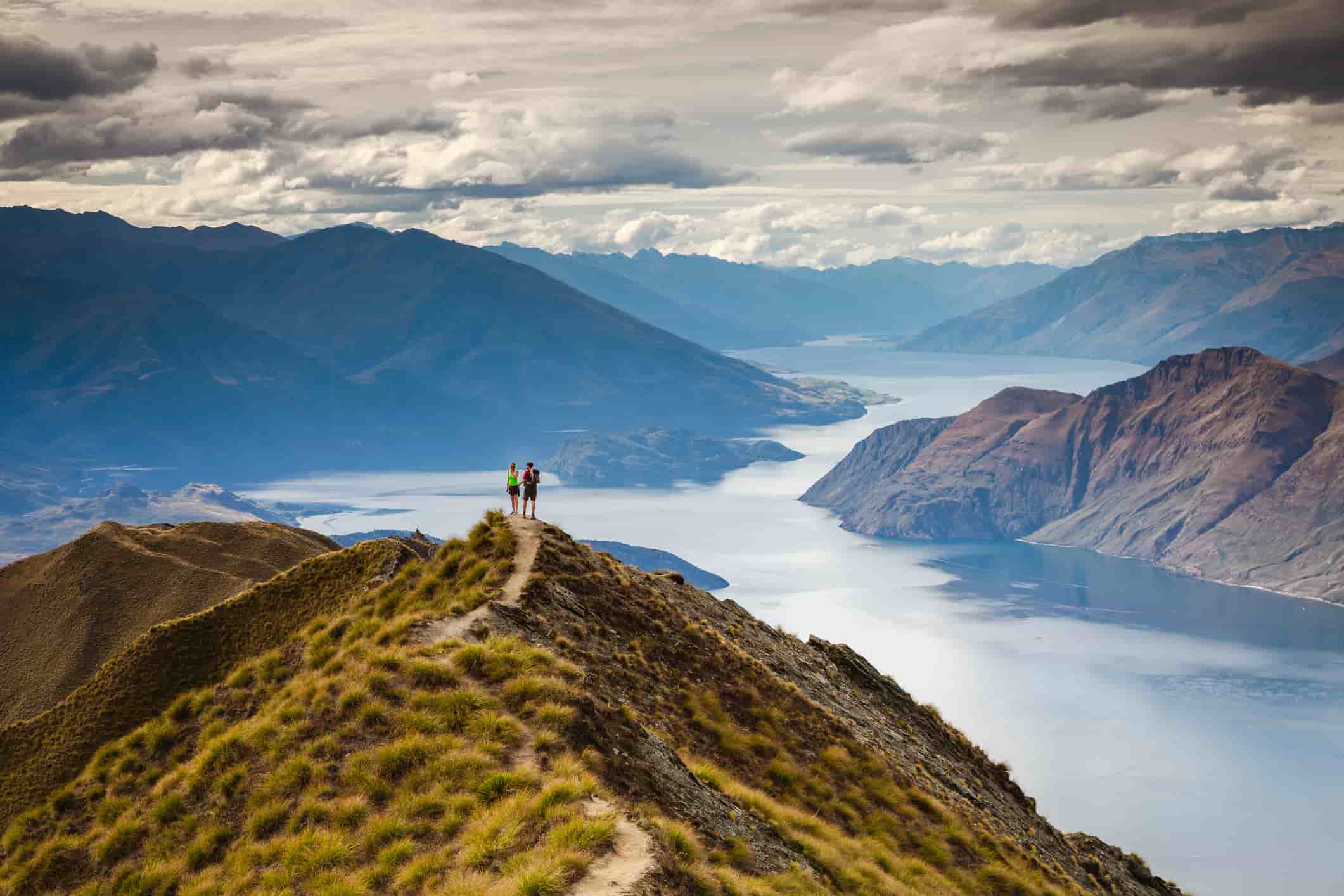 couple looking at Mt Roy Wanaka in New Zealand