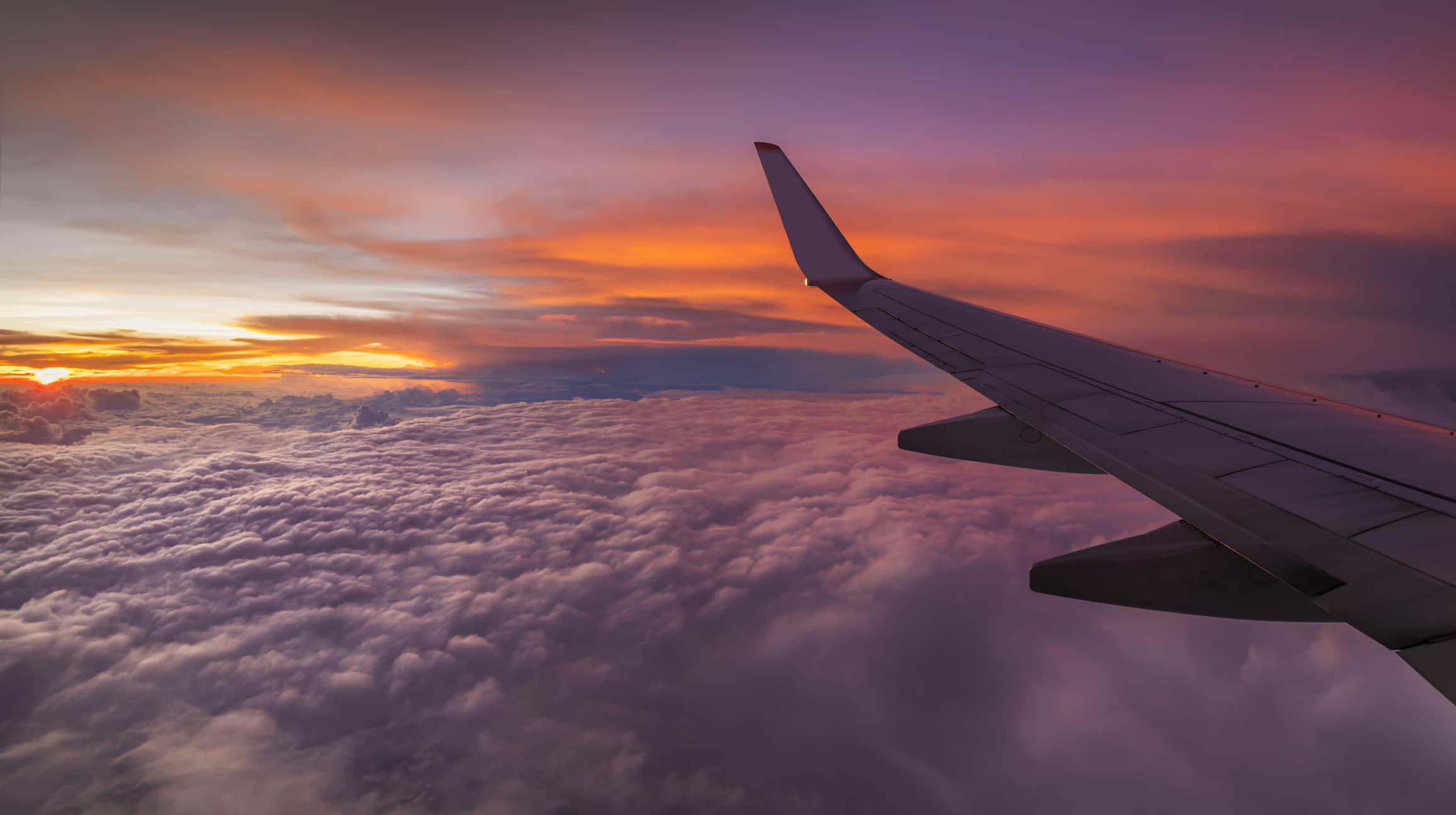 view from an airplane during sunset