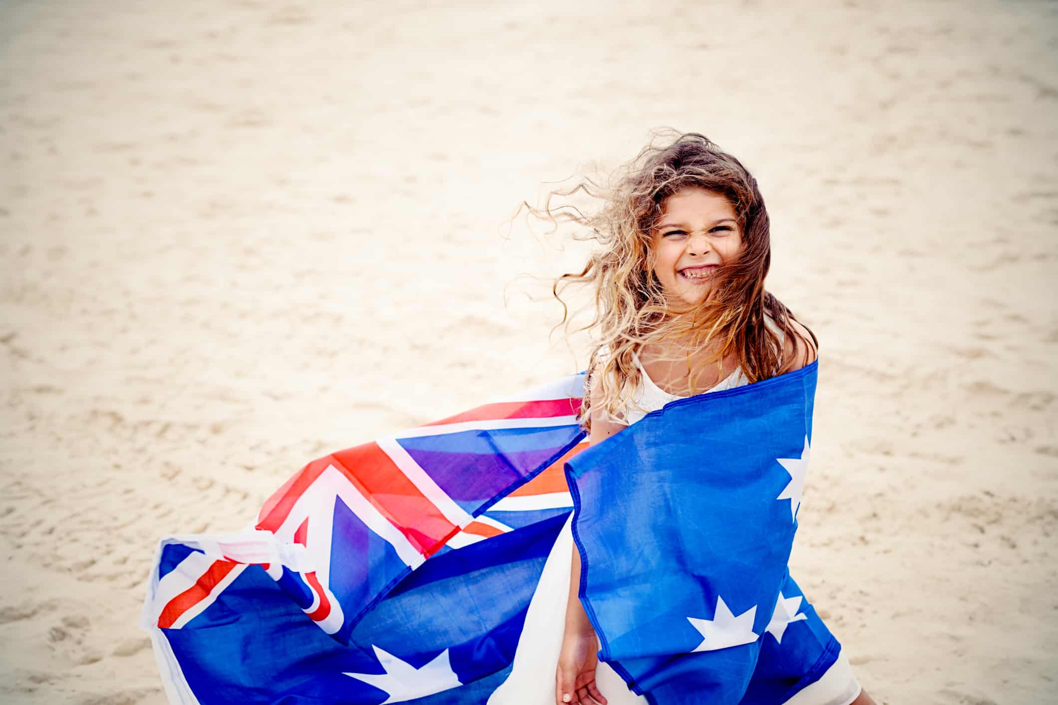 A girl with the Australian flag-min