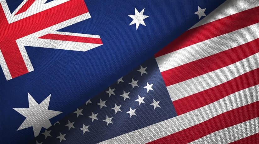 USA and Australian flags