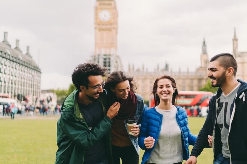 a group of young people in the UK on a YMS visa