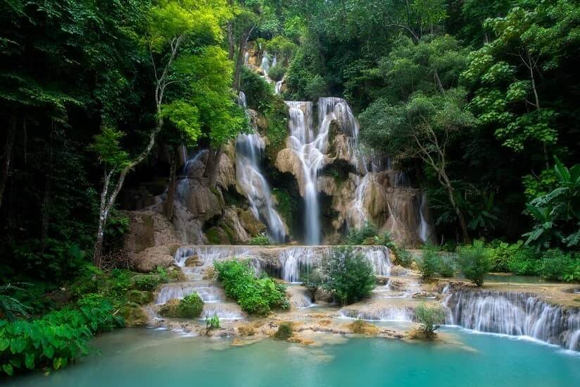 a waterfall in Laos