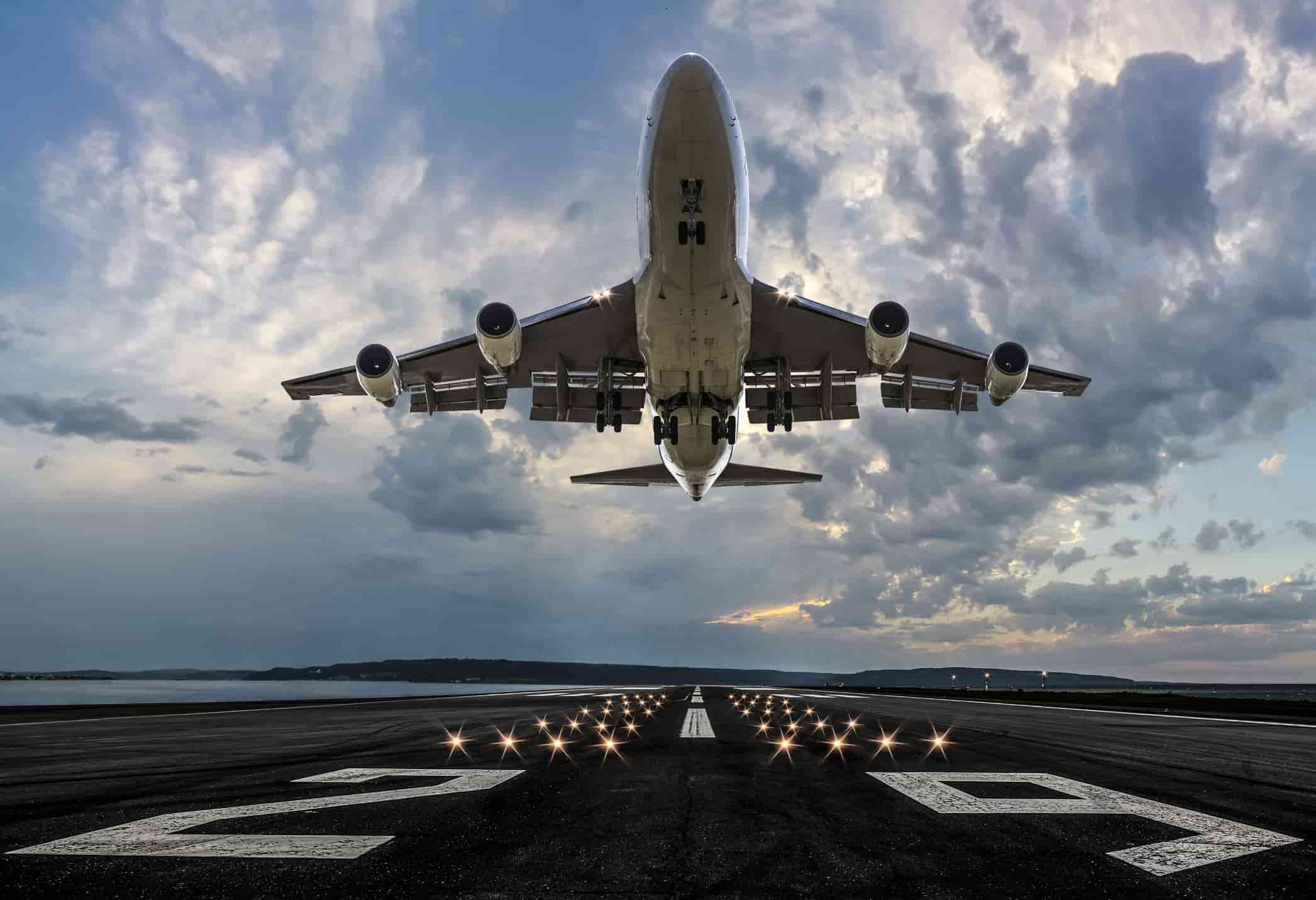 an airplane taking off from the airport