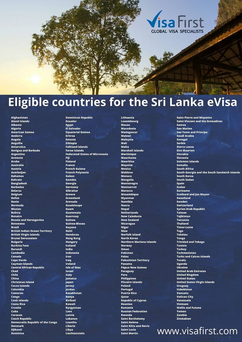 Sri Lanka eligible countries for visa