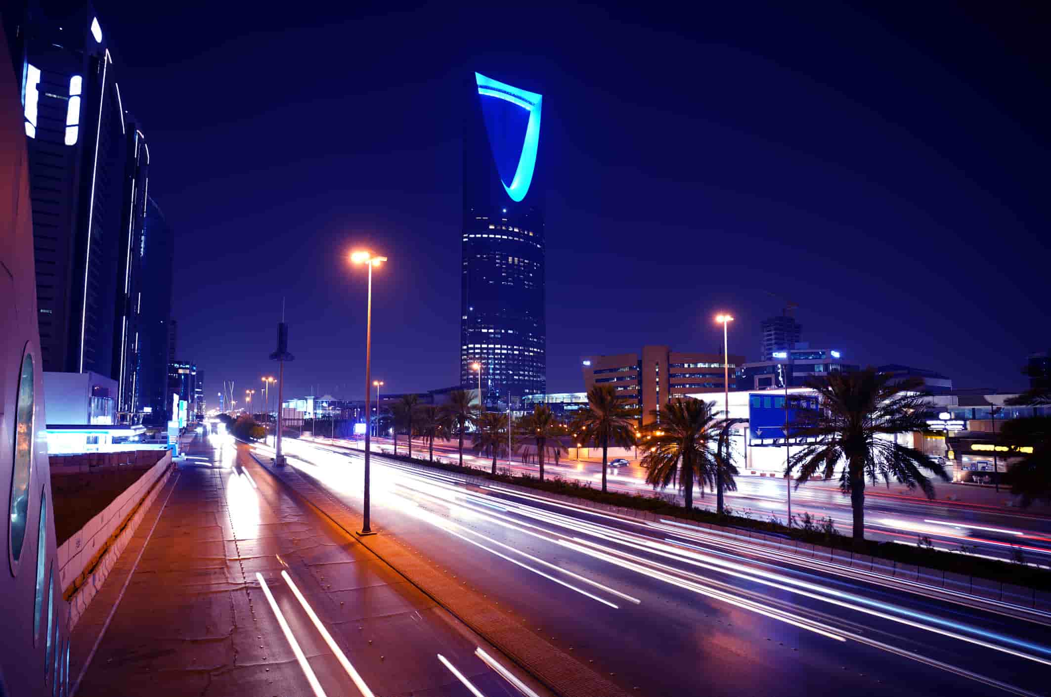 night view of a Saudi Arabia skyscraper