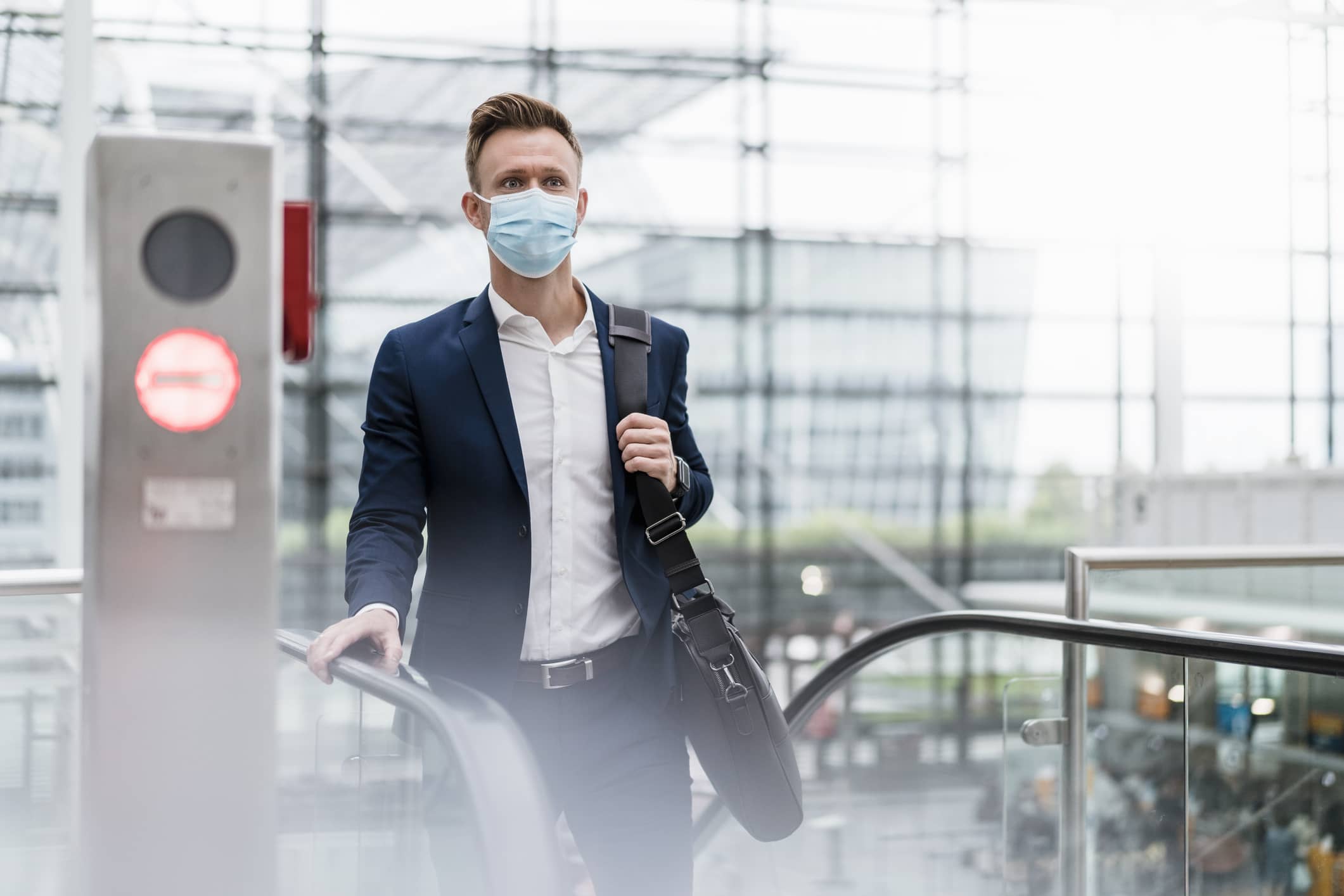 business traveller at an airport