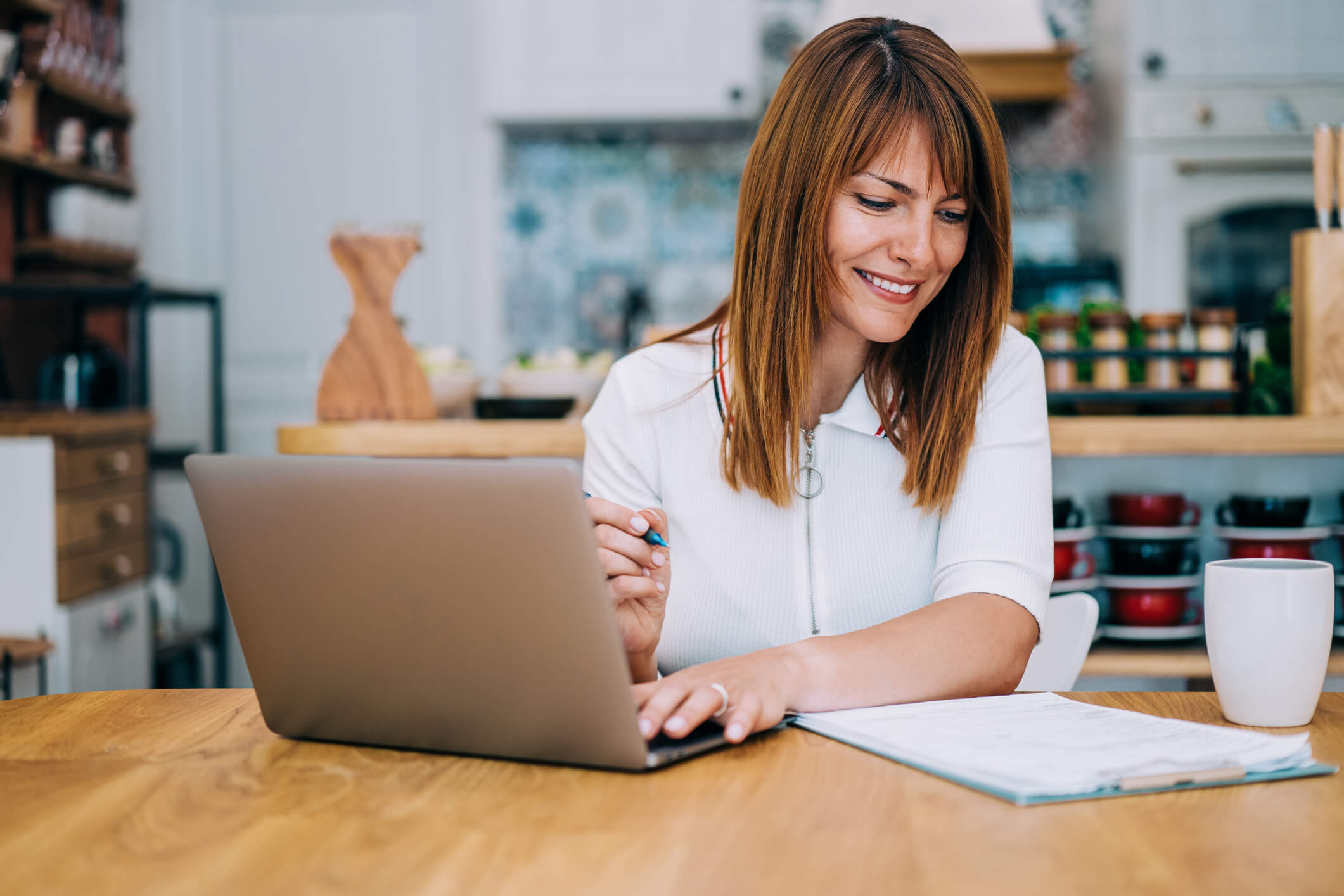 a woman filling out a form