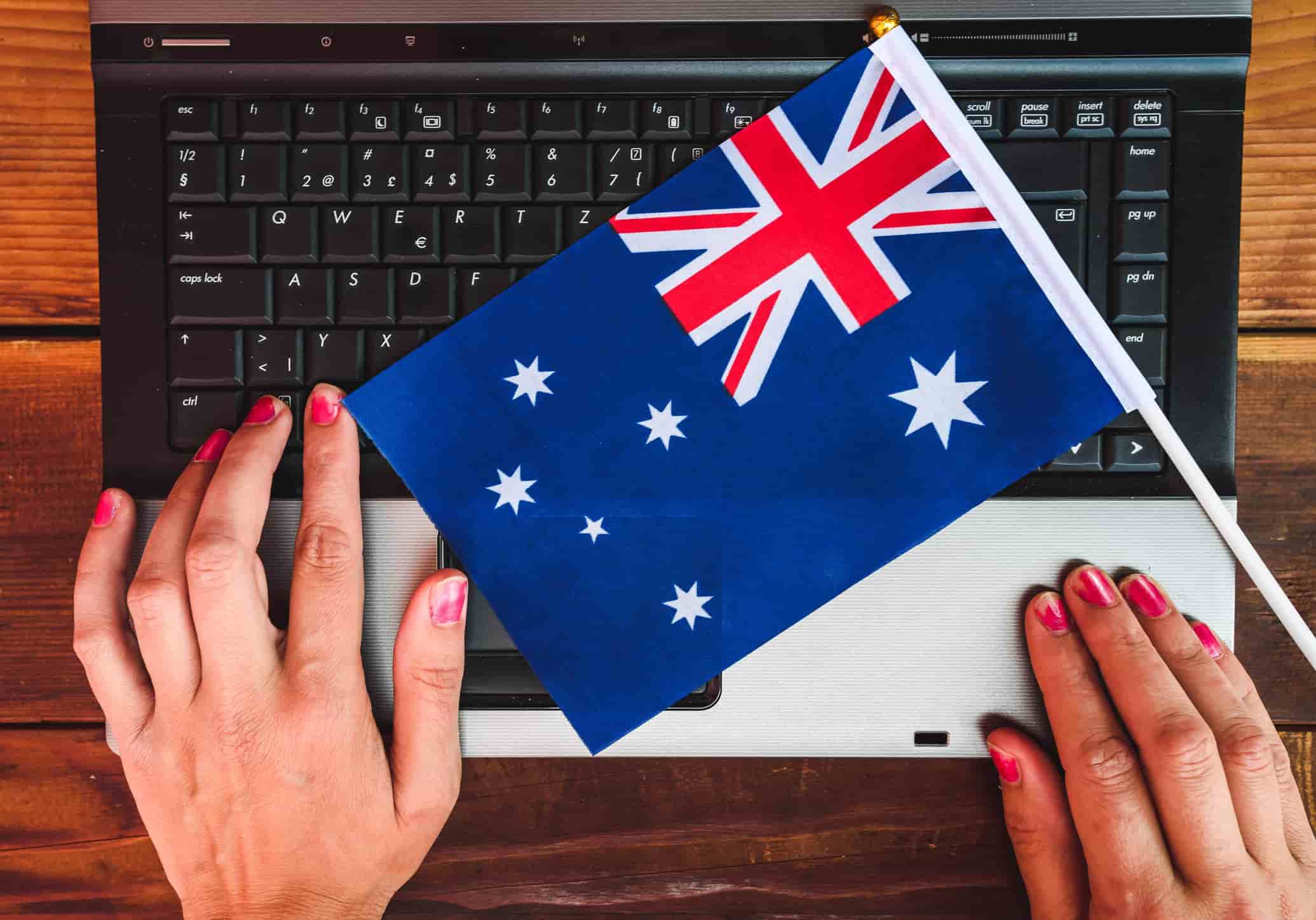 flag of Australia left on a laptop