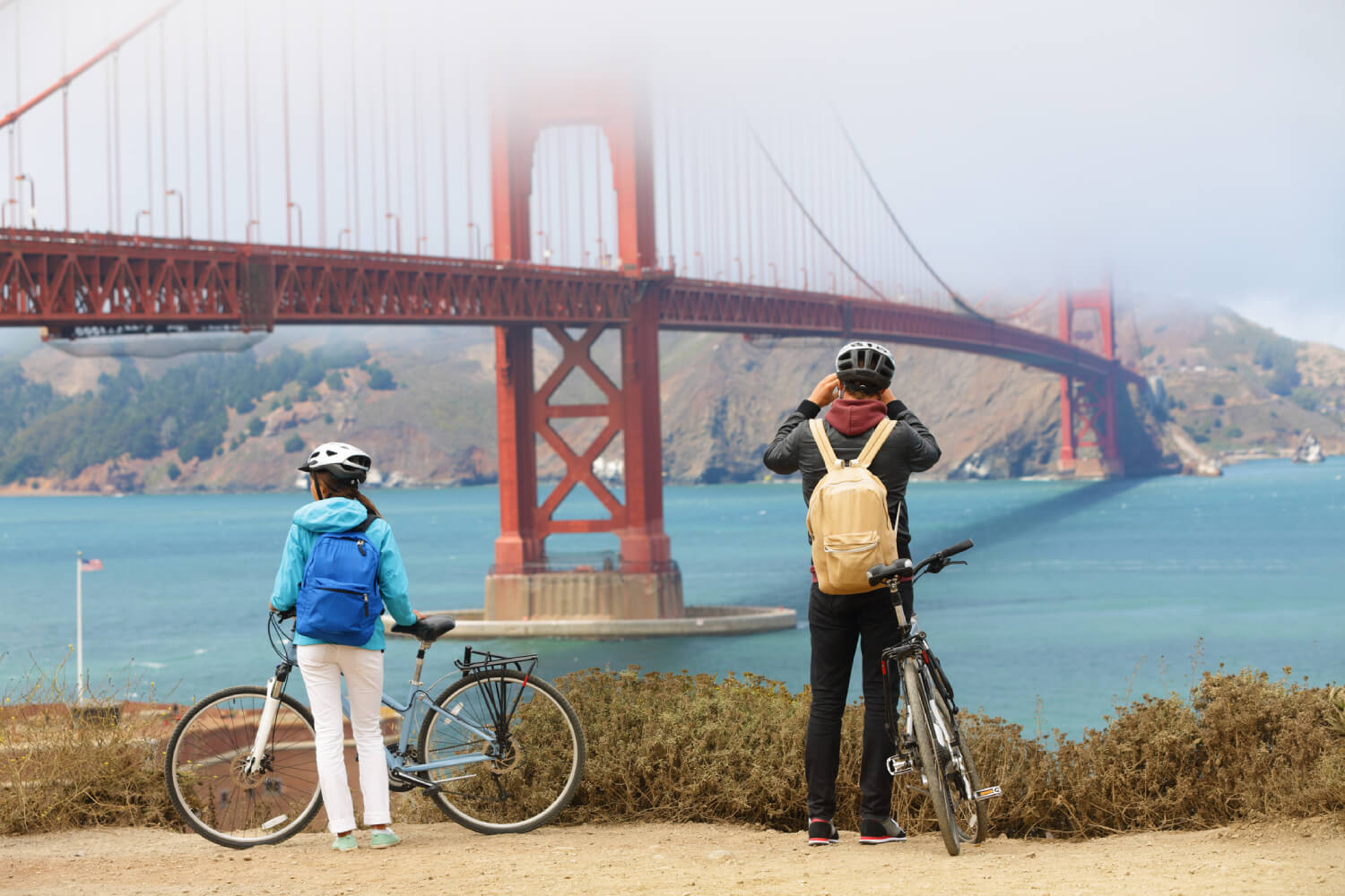 friends looking at a bridge in San Francisco